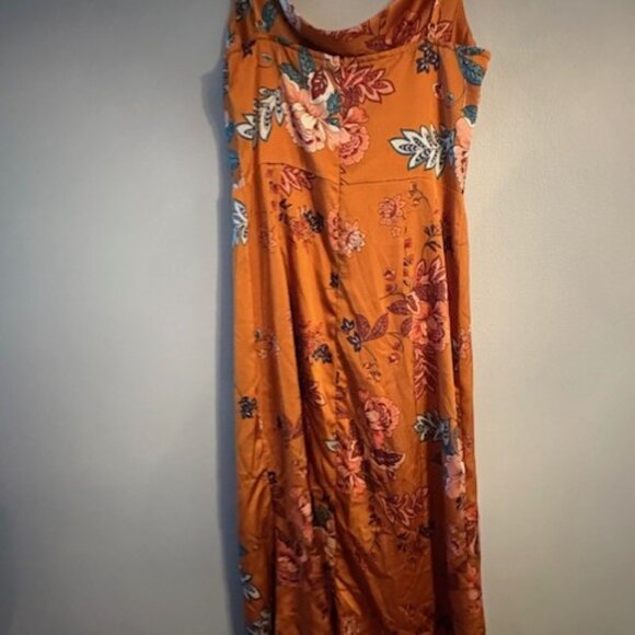 Women's Long Spaghetti Strap Printed Floral Slit Dress - Picture 2 of 2